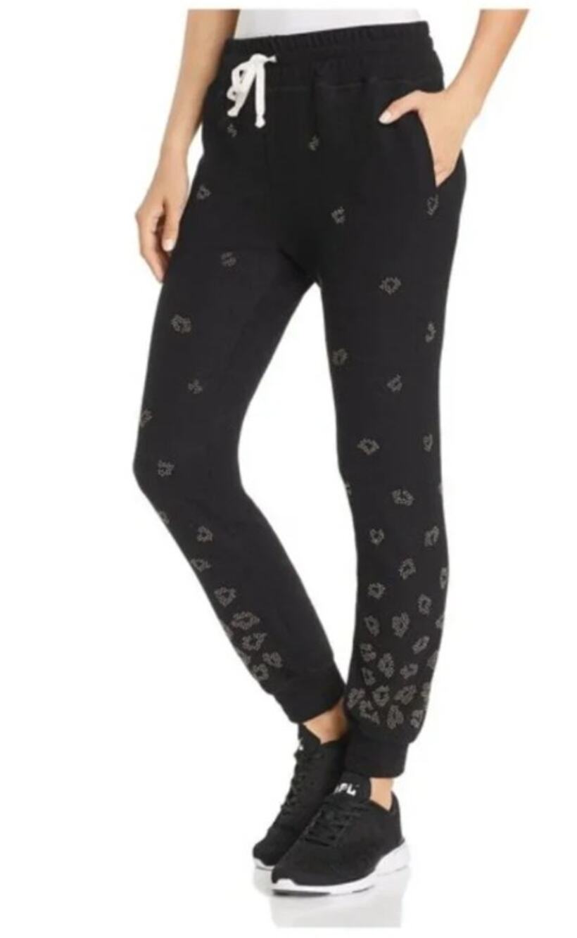 Beach Riot Embellished Leopard black joggers Sweatpants XS NWT $126 retail